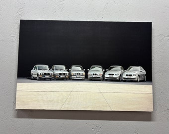 Bmw All 5 Series Wall Art, Bmw Car History Wall Art, Bmw All 5 Series Printed, Garage Poster, Car Wall Art, Bmw Canvas,