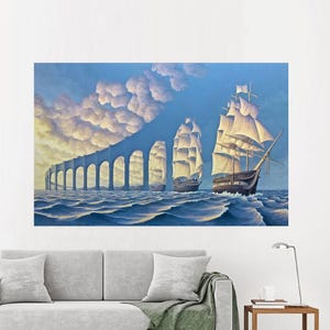 Bridge Made of Sky Art, Wanddekoration, Schiff Wandkunst, Dekor Leinwand, Abstrakt Gedruckt, Weihnachtsgeschenke, Moderne Leinwand, Brautjungfer Geschenk,