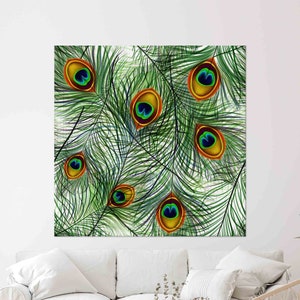 Peacock Feather Canvas Wall Art: Modern Home Decor