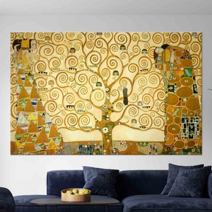 Der Baum des Lebens Leinwand Druck, Reproduktion 3D Leinwand, Baum Leben Leinwand Kunst, Klimt Der Baum des Lebens Kunstwerk, Große Wanddekoration, Gustav Klimt,
