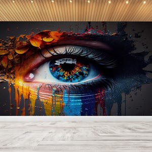 3D Papierkunst, Auge Illustration Wand-Papier, Abstrakt Auge Wand-Dekor, Moderne Papierkunst, Auge Wand-Papier, 3D Wand-Dekor, Bunte Tapete,