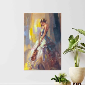 Abstract Canvas Gift, Woman With Violin, Framed Wall Art, Canvas Art, Violin Canvas Print, Canvas Gift, Woman Canvas Poster,