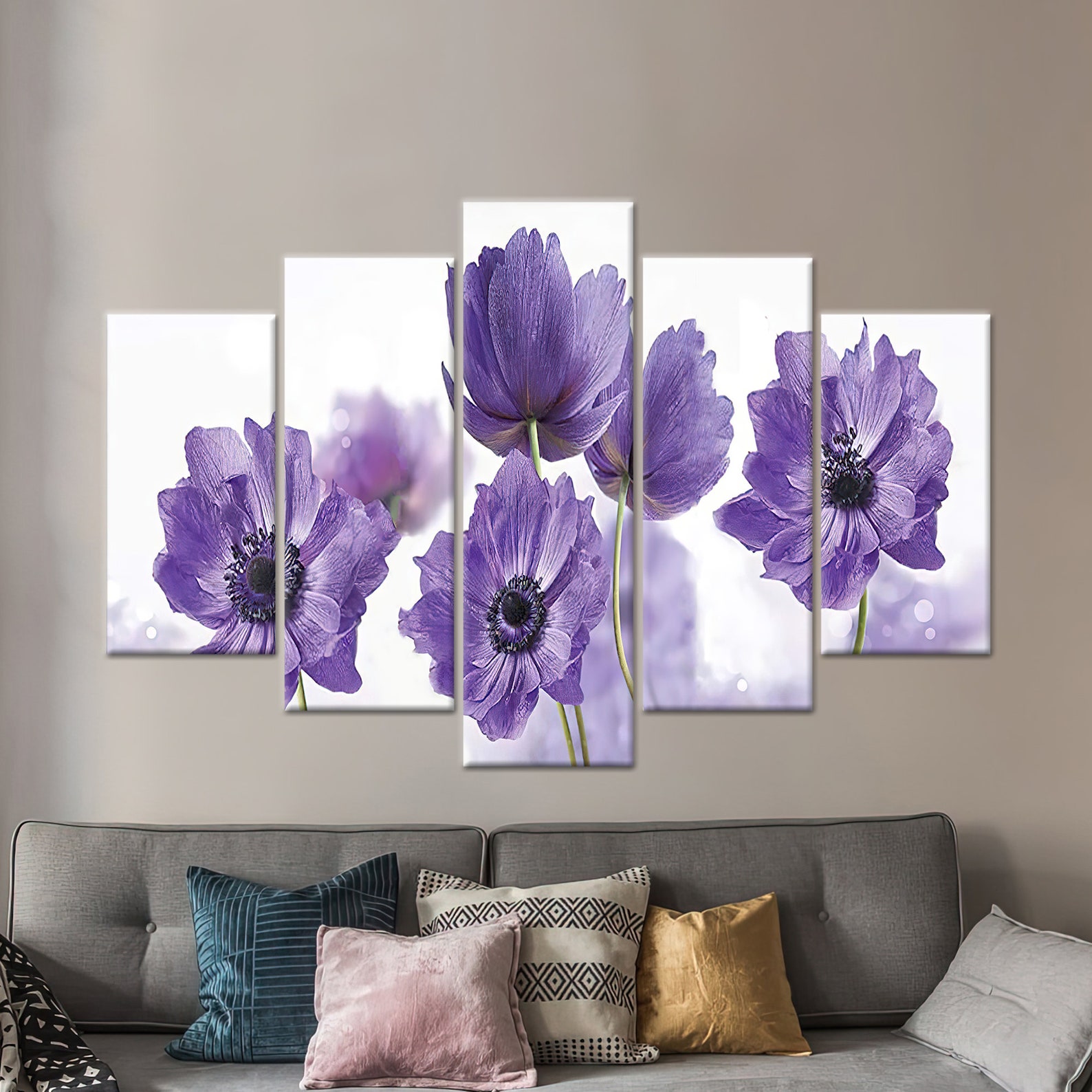Wall Decor Canvas Wall Art Wall Art Purple Flower Purple Etsy