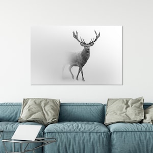 Pôster de tela de animal selvagem, pôster de tela de rena, arte de parede boho, arte animal, arte de decoração de Halloween, arte de veado, presente de inauguração de casa,