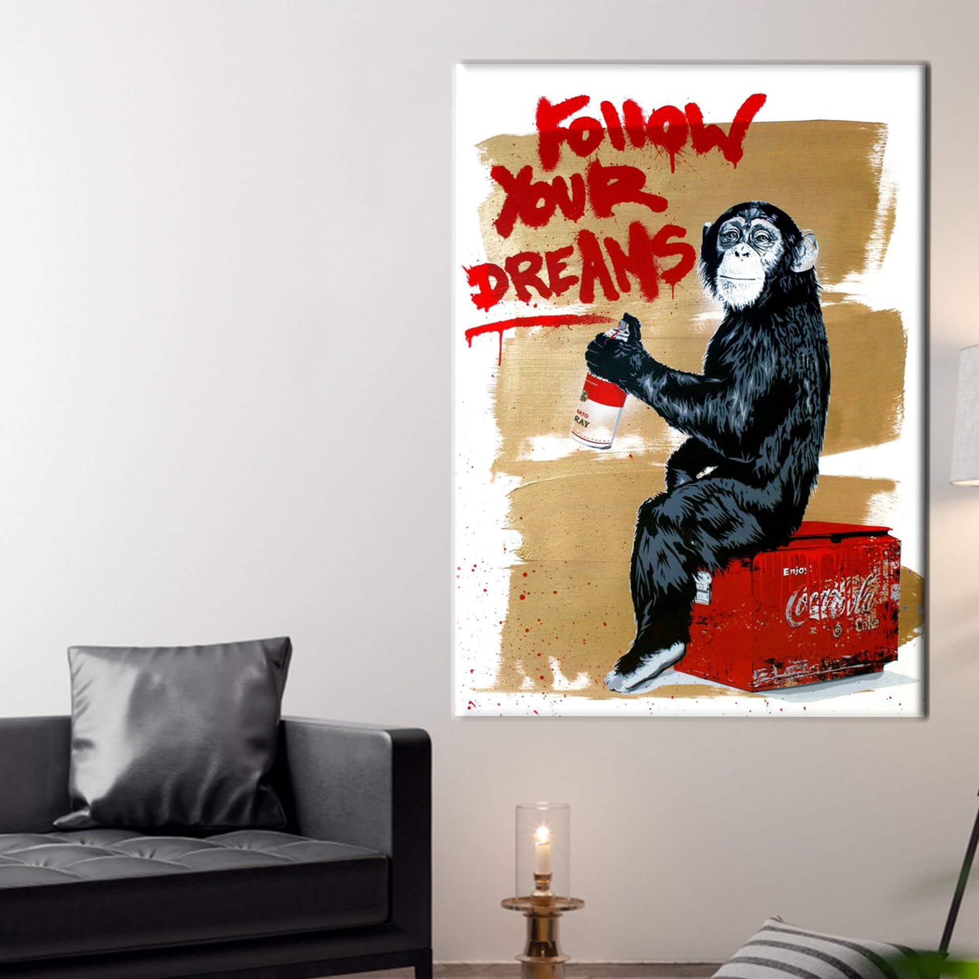 Animal Graffiti Art 何気なく Monkey Canvas Painting Wall Art