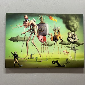 Living Room Wall Art, 3D Canvas, Wall Decor, Salvador Dali The American Dream, The American Dream Canvas Art,
