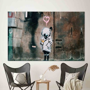 Wandkunst, Gemälde Glas, Banksy Vogel gehärtetes Glas, Leinwand Glaskunst, Glaskunst Wanddekor, Banksy Raum Mädchen und Vogel Wanddekoration,