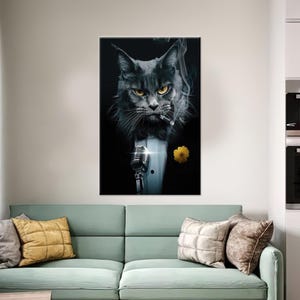 Póster de lienzo de gato abstracto, decoración de lienzo de regalo para amantes de los gatos, póster de lienzo de animales, lienzo de arte moderno, lienzo de gato cantante, regalos personalizados,