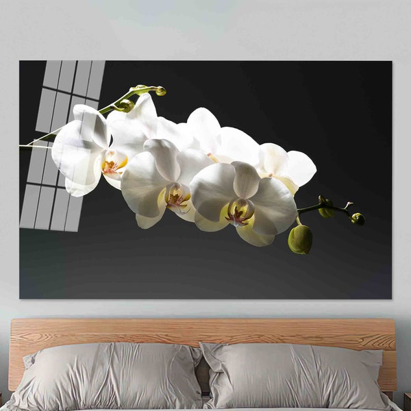 Tempered Glass Wall Art Flowers Etsy