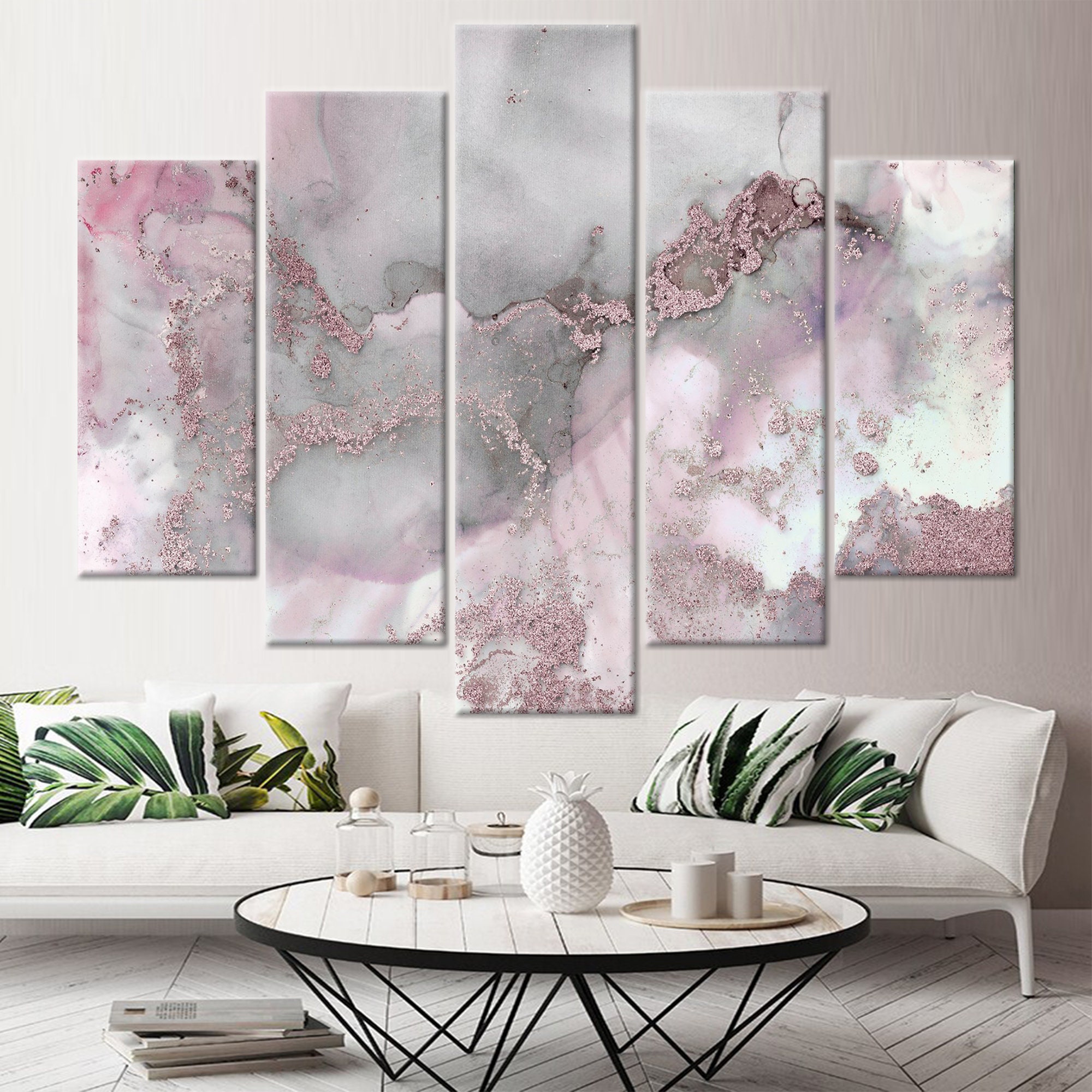 Pink and Gray Marble Luxury Marble Art Gray Marble Wall Art Etsy
