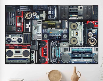 Retro Boombox Canvas Print: Music Room Wall Art