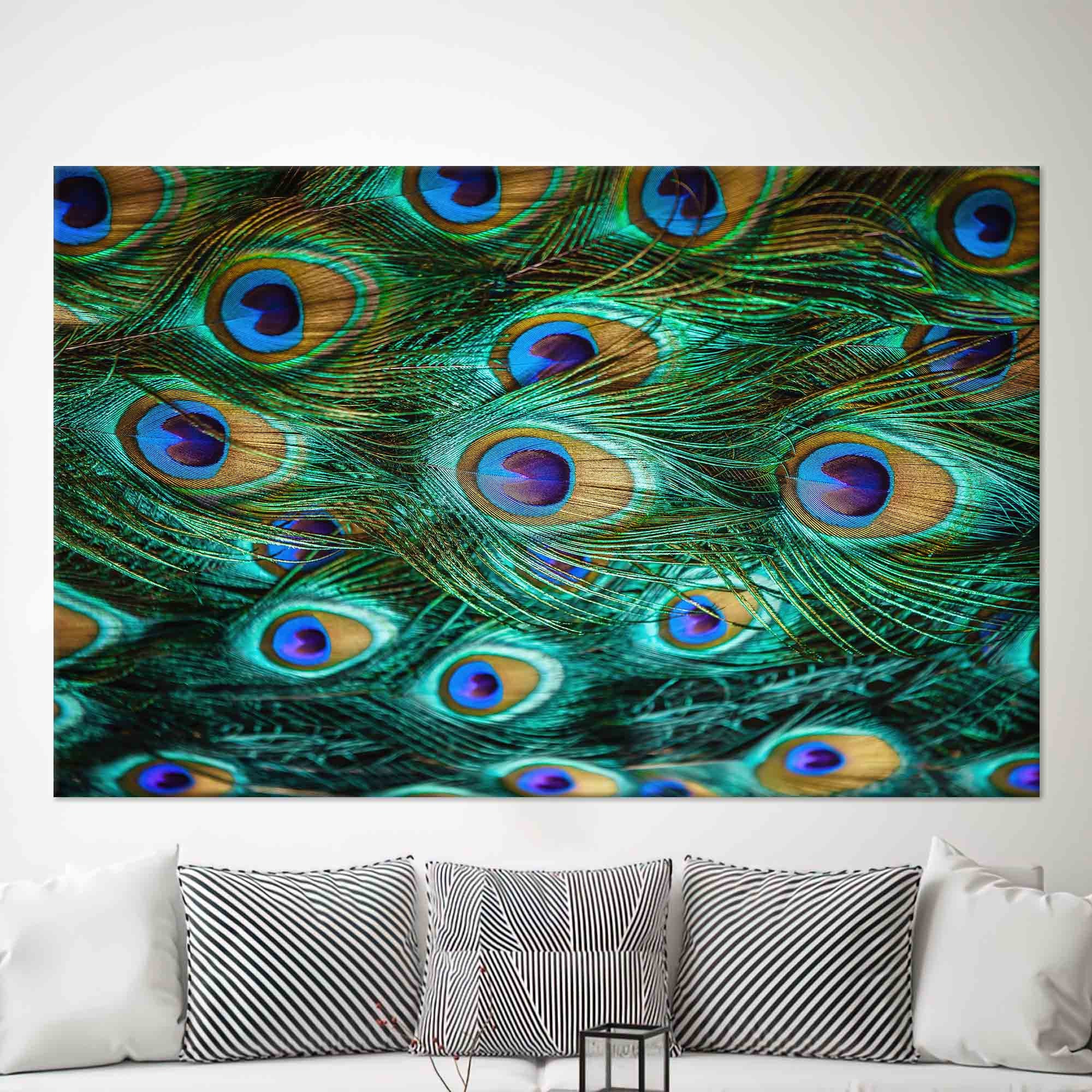 Canvas, Custom Wall Decor, Colorful Peacock Feather, Animal Canvas Art, 3D Wall Art, Trendy 3D Canvas, Peacock Feather Canvas,