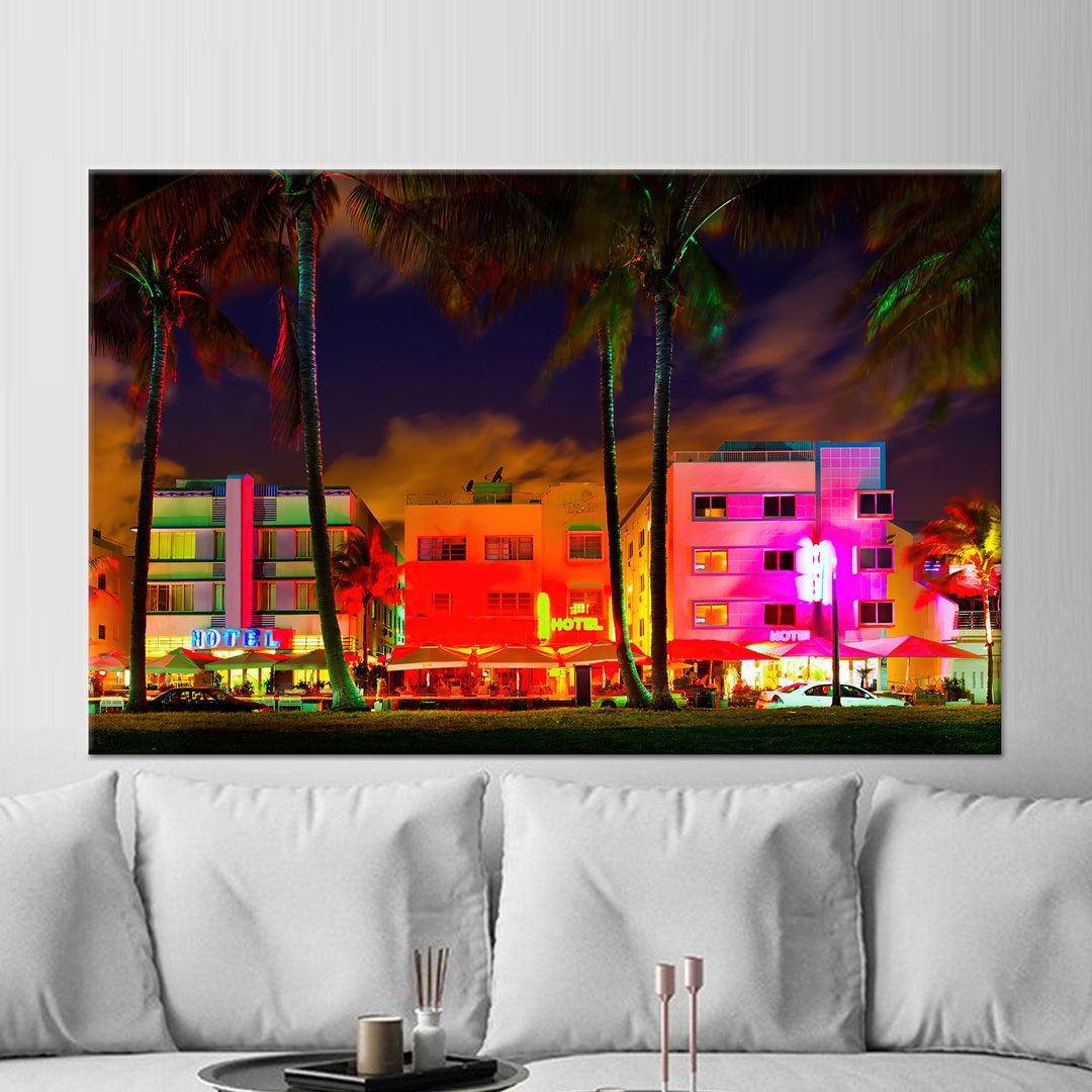 3D Wall Art Canvas Home Decor Wall Decor Miami Beach Etsy
