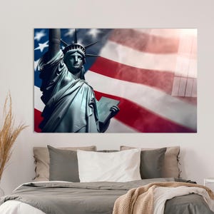 Modern Wall Decoration, American Tempered Glass, Office Art Decor, Personalized Gift For Mom, Statue of Liberty Glass Art, Gift For Him,