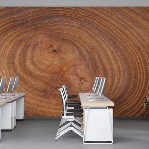 Papier peint anneaux en bois : décoration murale art déco