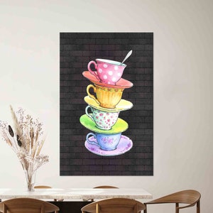 3D Canvas, Kitchen Wall Decor, Canvas Gift, , Painting on Canvas, Modern Canvas Gift, Coffe Cups Art Canvas, Kitchen Cup Canvas,