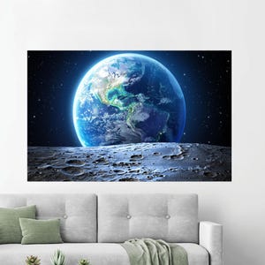 View Wall Decor, Sternenhimmel Leinwanddruck, Earth Leinwanddekor, Weihnachtsgeschenke, Earth View Poster, Geschenk für zeitgenössische Kunst,