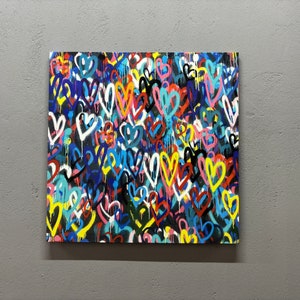 Painting Wall Decor, Love Art, Banksy Love Hearts Art, Banksy Colorful Hearts Art Canvas, Heart Art, Colorful Hearts Art Canvas,