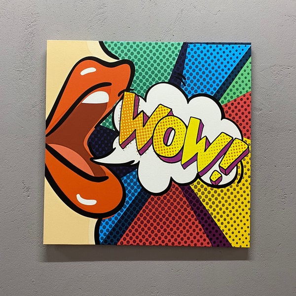 Cartel de arte pop cómico, arte pop impreso, lienzo cómico Omg Shock, arte de lienzo de labios, arte de graffiti callejero, arte de pared de mujer WOW,