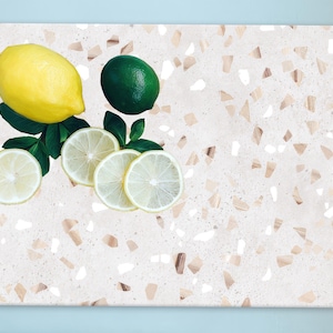 Faux Terrazzo Serving Board, Soft Tones Chopping Board, Modern Cutting Board, Terrazzo Pattern Serving Board, Tempered Glass,