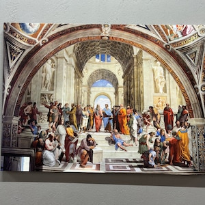 Opere d&#39;arte rinascimentali, tela d&#39;arte di Raffaello, stampa pittura a olio, tela di Platone, arte della parete di Aristotele, arte di Raffaello Sanzio, tela d&#39;arte di Socrate,