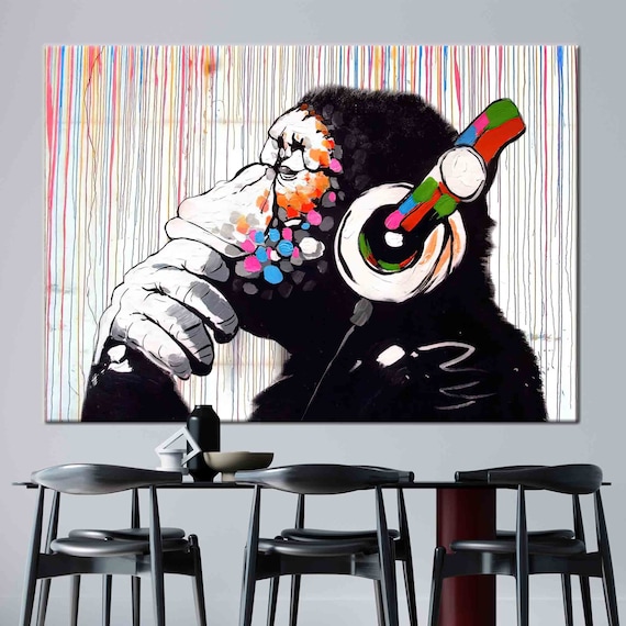 Banksy Gorilla In A Pink Mask Wall Art | Large Street Art Canvas Print | Canvas Art Bay - Foto 11
