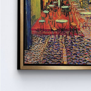 Cafe Terrace Night, Famous Art Canvas, Van Gogh Art, Reproduction Wall Decor, Cafe Landscape Art Canvas, Oil Painting Print, Gold Framed