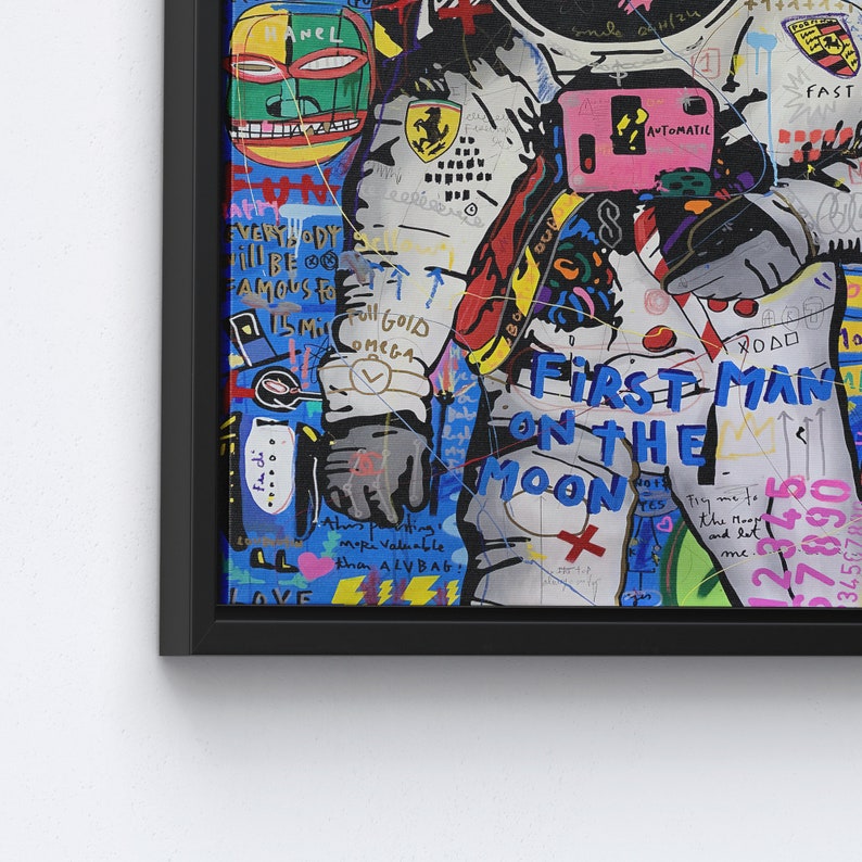 Banksy Astronauta, Graffiti su tela, Poster astronauta, Decorazione da parete per amanti degli astronauti, Banksy stampato, Arte murale con astronauta, immagine 4