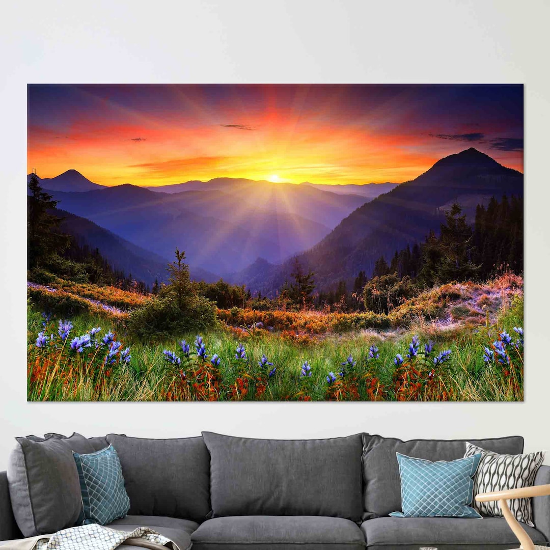 Mountain Landscape, Nature Landscape Printed, Framed Wall Art, Painting ...