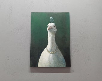 Peacock with Pearls, Animal Artwork, Fowl Poster, Fowl with Pearls Wall Decor, Peacock Canvas Art, Trendy Poster, Animalistic Art Canvas,