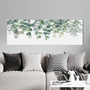 Flower Art, Contemporary Canvas, Minimal Wall Decor, Watercolor Canvas, Eucalyptus Leaves Canvas Art, Trendy Poster, Eucalyptus Artwork,