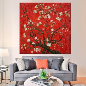 Van Gogh Tree Painting, Tree Landscape Canvas, Vincent Van Gogh Printed, Famous Printed, Almond Blossom Canvas Art, Tree Wall Decor,