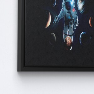 Solar System Wall Art, Modern Canvas Art, Space Wall Decor, Astronaut Printed, Abstract Wall Art, Kids Printed, Space Landscape Wall Decor, 3P: Black Framed