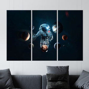 Solar System Wall Art, Modern Canvas Art, Space Wall Decor, Astronaut Printed, Abstract Wall Art, Kids Printed, Space Landscape Wall Decor, image 2