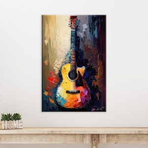 Impressão em tela de guitarra abstrata, arte de decoração de casamento, decoração em tela de guitarra, tela de impressão de pintura de guitarra, pôster de tela moderno, tela grande,
