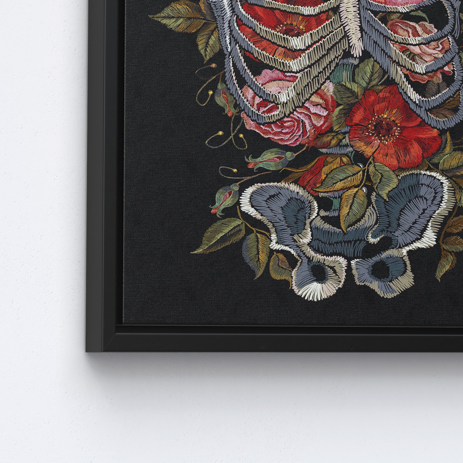 Flowers in Rib Cage, Flowers in Rib Cage Wall Art, Embroidery Wall ...
