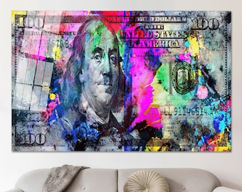 Glass Wall Art, Money Glass Printing, Wall Decoration, 100 Dollars Bill Wall Decor, Wall Decor, 100 Dollar Wall Decor,