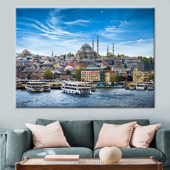 Landscape Canvas View Wall Art Istanbul Canvas Art Turkey Wall Decor Mosque Wall Decor Seascape Art Canvas Suleymaniye Mosque Art Etsy