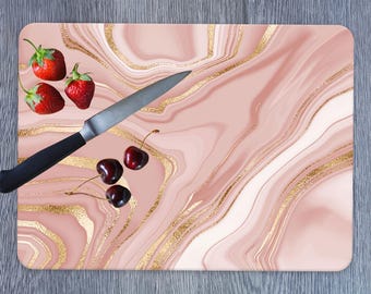 Tabla de cortar de vidrio templado de mármol rosa: Decoración de cocina moderna