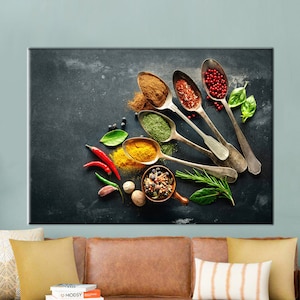 Spices, Food Wall Decor, Spices Printed, Indian Spices Artwork, Dinning Room Wall Decor, Abstract Wall Art, Modern Art,