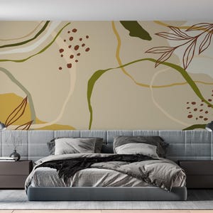 Arte murale astratta, arte murale minimalista, decorazione murale 3D, decorazione murale moderna, carta da parati in vinile, artigianato di carta botanica boho, arte murale boho,