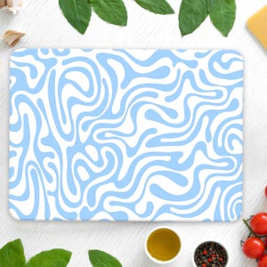 Curved Pattern Chopping Board, Picnic Cutting Board, Blue Pattern Serving Board, Modern Serving Board, Blue Cutting Board, High Quality,