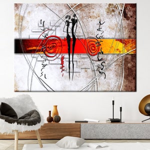 Afrikanisches Paar Malerei, afrikanische Kunst-Leinwand, afrikanische Frau Leinwandkunst, ethnisches Plakat, abstraktes Plakat, afrikanisches Paar Leinwandkunst,