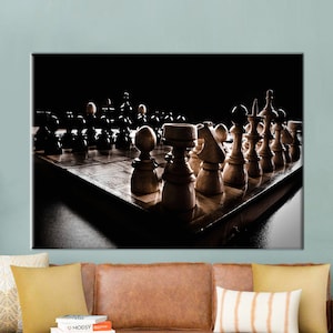 Chess, Chess Board Poster, Abstract Printed, Modern Canvas, Office Artwork, Office Gift Art, Friend Gift Wall Art,