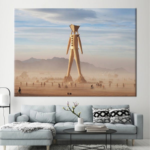 Burning Man Sculpture, Abstract Poster, Statue Art, Burning Man Artwork, Modern Wall Decor, Luxury Artwork,