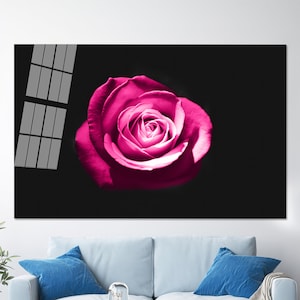 Wall Art, Rose Lover Gift Glass Printing, Wall Decor, Pink Rose Photography, Glass Wall Art, Contemporary Wall Decoration,