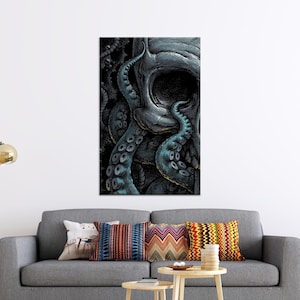 Octopus Canvas Gift, Trendy Canvas Print, Horror Canvas, Animal Canvas Decor, Valentines Day Gift For Him Personalized,