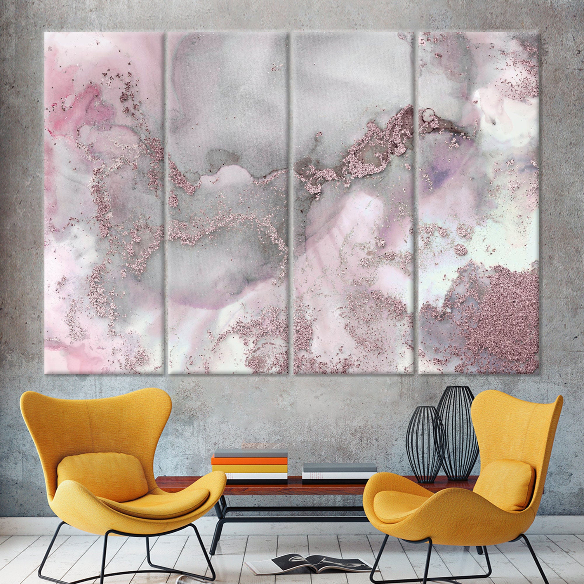 Pink and Gray Marble Luxury Marble Art Gray Marble Wall Art Etsy