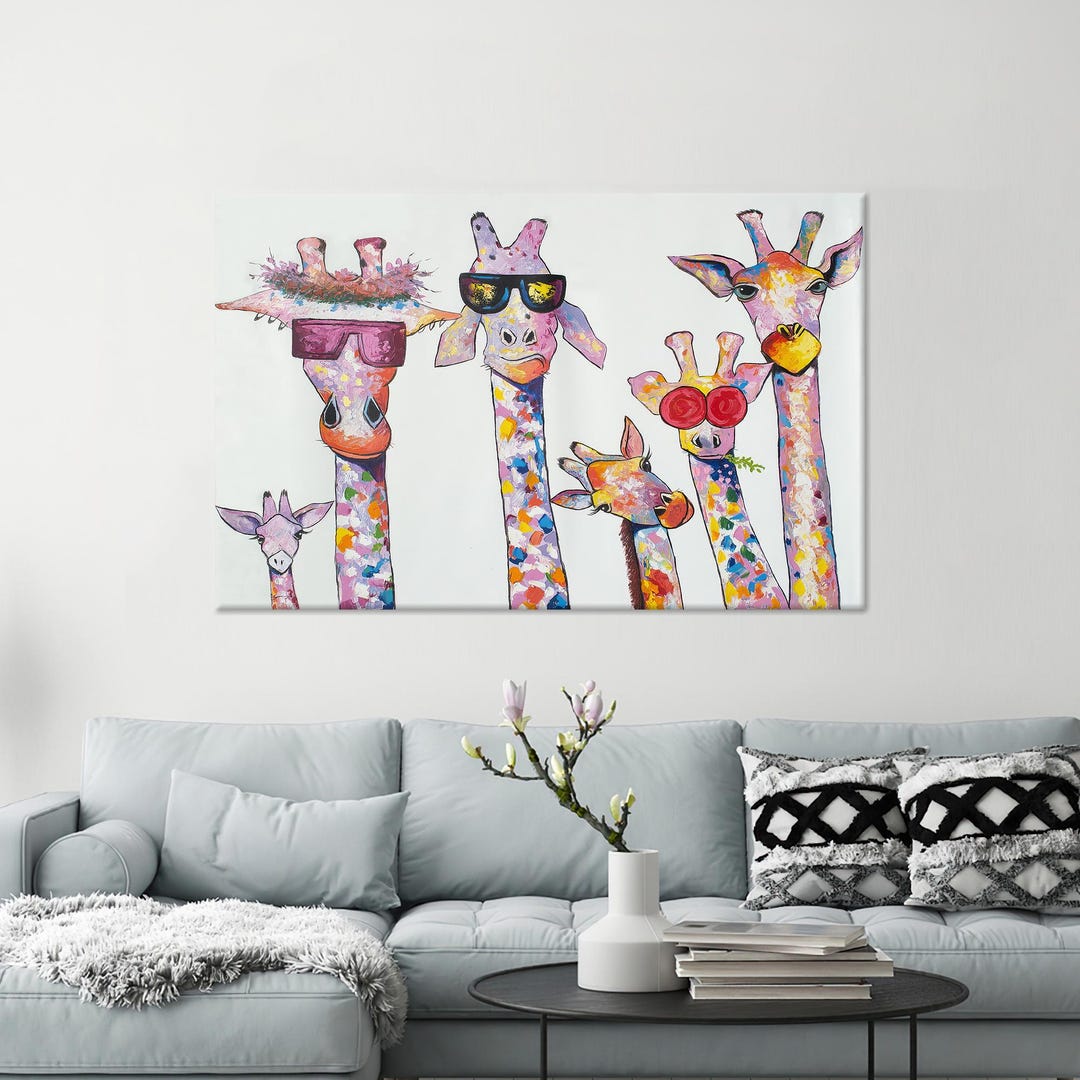 Personalized Giraffe Family Canvas Print: Whimsical Kids Room Decor - Etsy