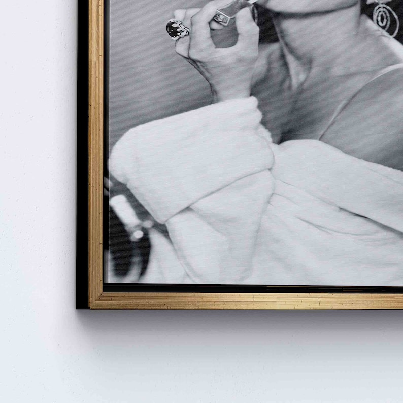 Hepburn Pink Lips Poster, Audrey Hepburn Printed, Audrey Poster, Lip Woman Printed, Iconic Canvas Art, Modern Canvas Art, Gold Framed